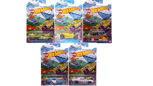 Hot Wheels Frühjahrssaison 2025 Fahrzeugkollektion, komplettes Set mit 5 Autos, Druckguss im Maßstab 1:64 von Hot Wheels