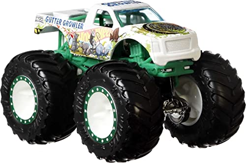 Hot Wheels GBP23 - Monster Trucks 1:64 Die Cast Sortiment mit riesigen Rädern, Geschenk für Kinder von 3 bis 6 Jahren, Enthält 4 Spielzeugautos, Schwarz, 4er Pack von Hot Wheels