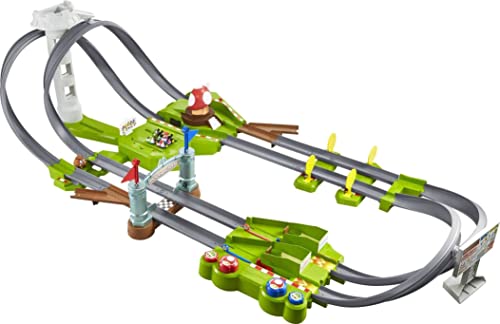 Hot Wheels GCP27 - Mario Kart Mario Rundkurs Rennbahn Trackset Deluxe inkl. 2 Spielzeugautos, Spielzeug Autorennbahn ab 5 Jahren von Hot Wheels