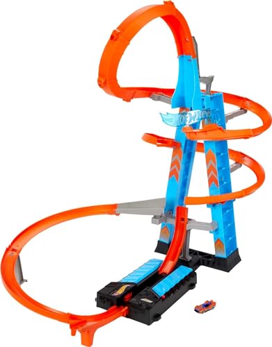 Hot Wheels GJM76 - Himmelscrash Turm 83 cm hoch mit batteriebetriebenem Beschleuniger und mit Looping, Geschenk für Kinder ab 5 Jahren von Hot Wheels