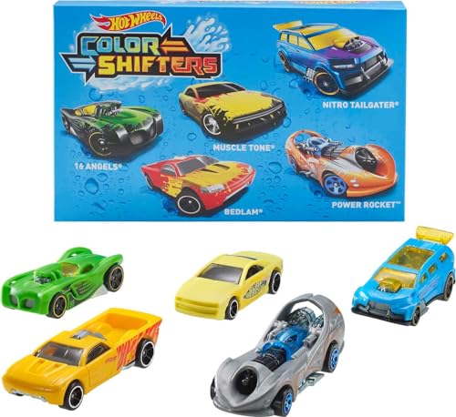 Hot Wheels GMY09 - Spielzeugfahrzeuge mit Farbwechseleffekt bei Verwendung von warmem und kaltem Wasser Maßstab 1:64 Geeignet ab 3 Jahren, Mehrfarbig, 5er Pack von Hot Wheels