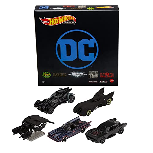 Hot Wheels GRM17 - Batman Set, 5 bei Fans beliebte Batmobil-Modelle, Spielzeugfahrzeuge im Maßstab 1:64, Spezialverpackung, Spielzeug Geschenk für Kinder ab 3 Jahren von Hot Wheels