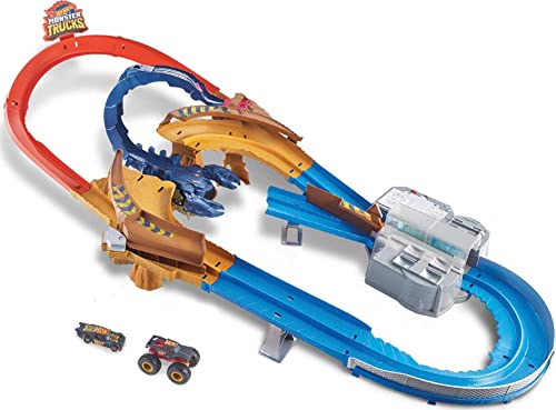 Hot Wheels GTL33 - Monster Trucks Skorpion Beschleuniger Rennbahn Set mit Monster Truck und Hot Wheels Fahrzeug und riesigem Skorpion als Erzfeind, ab 4 Jahren von Hot Wheels