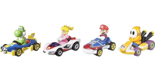 Hot Wheels GWB38 - Mario Kart Die-Cast-Charaktere in 4er-Fahrzeugsortiment, Geschenkset #2, Spielzeug ab 3 Jahren von Hot Wheels