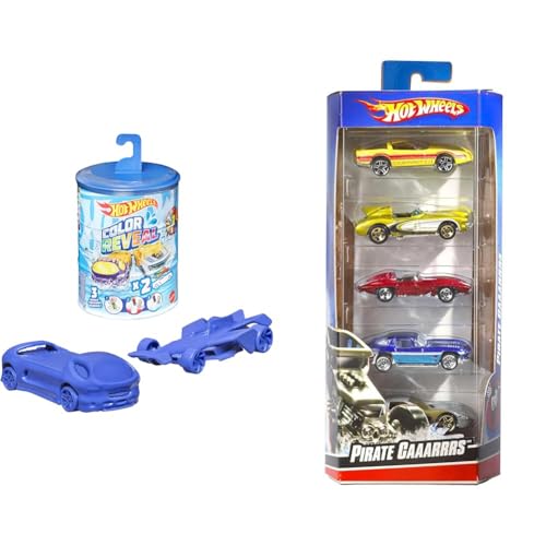 Hot Wheels GYP13-2er-Pack Fahrzeuge (Maßstab 1:64), Farbwechseleffekt & Überraschungseffekt & 1806 - Geschenkset, je 5 Fahrzeuge, zufällige Autos/Fahrzeugmodelle, 5er Pack von Hot Wheels