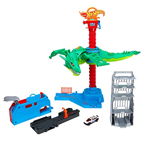 Hot Wheels GYV95 - City Drachen Luftangriff, Spielset mit fliegendem Erzfeind, batteriebetrieben, mit verschiedenen Geräuschen und 1 Hot Wheels Fahrzeug, Geschenkidee für Kinder ab 5 Jahren Hot Wheels GYV95 - City Drachen Luftangriff, Spielset mit fliegendem Erzfeind, batteriebetrieben, mit verschiedenen Geräuschen und 1 Hot Wheels Fahrzeug, Geschenkidee für Kinder ab 5 Jahren von Hot Wheels