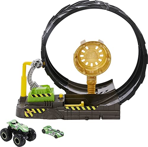 Hot Wheels HBH70 - Monster Trucks Looping-Challenge Spielset mit 1 Monster Truck und 1 Hot-Wheels-Fahrzeug im Maßstab 1:64, Spielzeug Autorennbahn für Kinder von 4 bis 8 Jahre von Hot Wheels