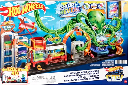 Hot Wheels HBY96 - City Color Reveal Ultimative Auto-Waschanlage Spielset mit Wassertanks und 1 Farbwechsel-Fahrzeug, Spielzeug Autorennbahn für Kinder ab 4 Jahren Hot Wheels HBY96 - City Color Reveal Ultimative Auto-Waschanlage Spielset mit Wassertanks und 1 Farbwechsel-Fahrzeug, Spielzeug Autorennbahn für Kinder ab 4 Jahren von Hot Wheels