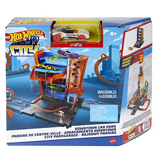 Hot Wheels Let's Race Netflix HDR28 - City Downtown Parkhaus Spielset, mit 1 Auto, mit Anderen Sets verbindbar, Autorennbahn Geschenk für Kinder ab 4 Jahren von Hot Wheels