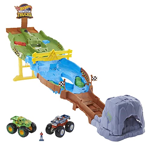 Hot Wheels HGV12 - Monster Trucks Wettkampf-Rennstrecke, Spielset mit den 2 Monster Trucks Bigfoot und Gunkster für spannende Auto-Rennen, Spielzeug für Kinder ab 4 Jahren von Frozen