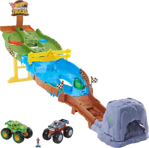 Hot Wheels HJG32 - Monster Trucks Rennstrecke Spielset mit den Monster Trucks Bigfoot und Gunkster für Kopf-an-Kopf-Rennen, Autospielzeuge für Kinder ab 4 Jahren von Frozen