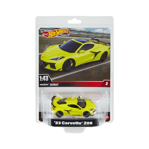 Hot Wheels Premium Corvette Z06, Fahrzeug im Maßstab 1:43, offiziell lizenzierte Replikate für erwachsene Sammler, Real-Riders-Reifen, Metall/Metall-Karosserie und -Fahrgestell, HMD48 Hot Wheels Premium Corvette Z06, Fahrzeug im Maßstab 1:43, offiziell lizenzierte Replikate für erwachsene Sammler, Real-Riders-Reifen, Metall/Metall-Karosserie und -Fahrgestell, HMD48 von Hot Wheels
