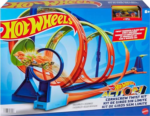 Hot Wheels Looping-Twister Set - Trackset mit dreifachem Korkenzieher-Looping und Aufbewahrungsbox, inklusive 1 Spielzeugauto, für Kinder ab 6 Jahren, HMX41 von Hot Wheels