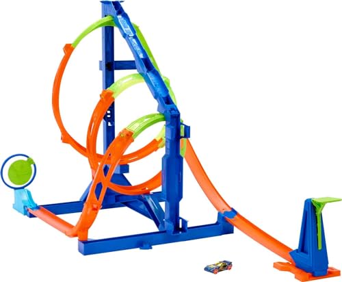 HOT WHEELS Looping-Twister Set - Trackset mit dreifachem Korkenzieher-Looping und Aufbewahrungsbox, inklusive 1 Spielzeugauto, für Kinder ab 6 Jahren, HMX41 von Hot Wheels
