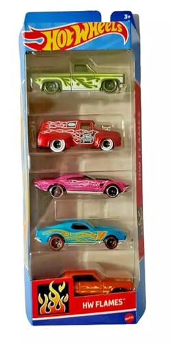 Hot Wheels HW Flames 5er Pack: 56 Ford F-100, 83 Chevy Silverado, 64 Impala, BLVD Bruiser, Muscle Speeder von Hot Wheels