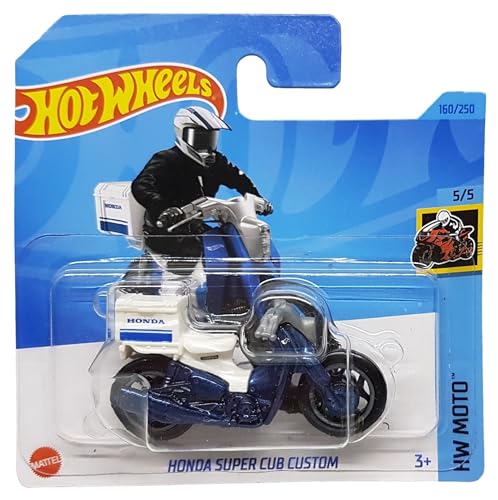 Hot Wheels - Honda Super Cub Custom - HW Moto 5/5 - HKK33 - Short Card - Motorrad - dunkelblau metallic - Mattel 2023 - 1:64 von Hot Wheels