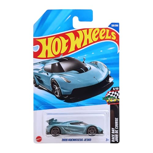 Hot Wheels Koenigsegg Jesko 2020 (JBB59) – Race Day 5/10, türkis-metallic, Maßstab 1:64, Lizenzmodell Koenigsegg Automotive AB von Hot Wheels