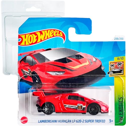 Hot Wheels Lamborghini Hurrikan LP 620-2 Super Trophäe HW Exotics 8/10 (239/250) HTC25 Rot 2024 + Kurzkartenschutz Frikimonkey von Hot Wheels
