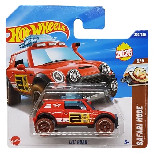 Hot Wheels Lil Roar HYW44 Safari Mode 5/5 Short Card rot Offroad Mini Hella KW Mini Lizenz Mattel 2025 1:64 von Hot Wheels