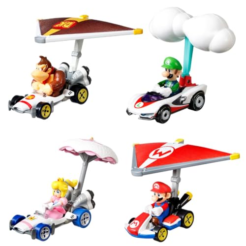 Hot Wheels Mario Kart Character Cars Collection Set, 4 Stück, Mario, Luigi, Donkey Kong, Princess Peach GVD30-956R Hot Wheels Mario Kart Character Cars Collection Set, 4 Stück, Mario, Luigi, Donkey Kong, Princess Peach GVD30-956R von Hot Wheels