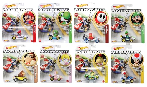 Hot Wheels Mario Kart Die-Cast Character Cars Collection, 8er-Pack Set, Nintendo Gaming Collectibles Gbg25-957N von Hot Wheels