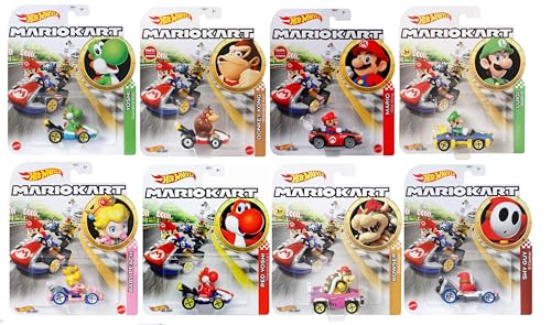 Hot Wheels Mario Kart Die-Cast Character Cars Collection, 8er-Pack Set, Nintendo Gaming Collectibles Gbg25-957k von Hot Wheels