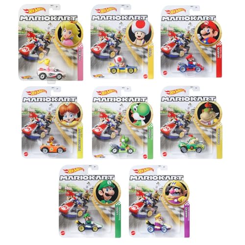 Hot Wheels Mario Kart Die-Cast Character Cars Collection 8er Set Nintendo Gaming Fahrzeuge Gbg25-957M von Hot Wheels