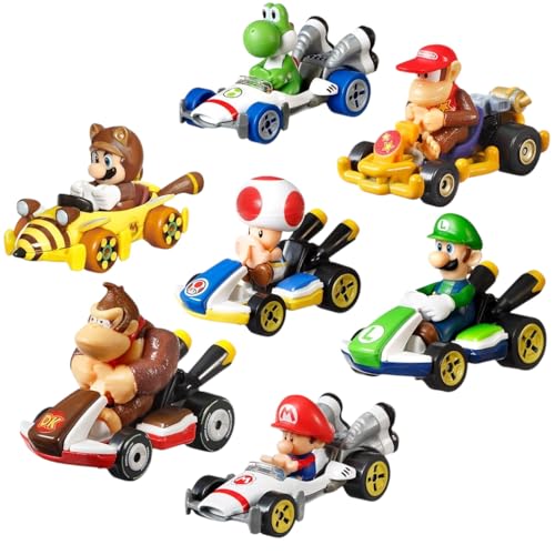 Hot Wheels Mario Kart Die-Cast Character Cars Collection Set, 7 Stück, Nintendo Gaming Collectibles GBG25-957P von Hot Wheels