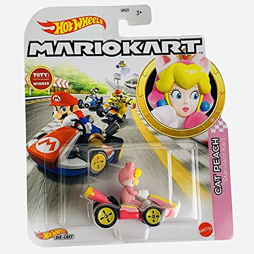 Hot Wheels Mario Kart - Fahrzeug / Auto aus Metall - Cat Peach Standard Kart - Neuheit 2021 - Neu von Hot Wheels