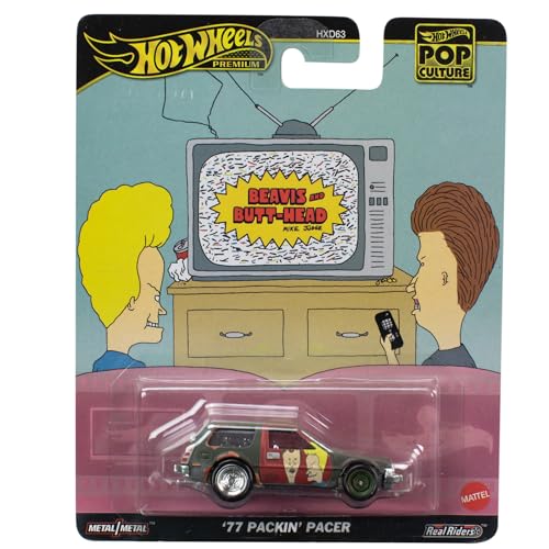Hot Wheels Modellauto 77 Packing Pacer Beavis - Die Cast Maßstab 1:64 - Länge 7 cm - HVJ43 - Serie Pop Culture von Hot Wheels