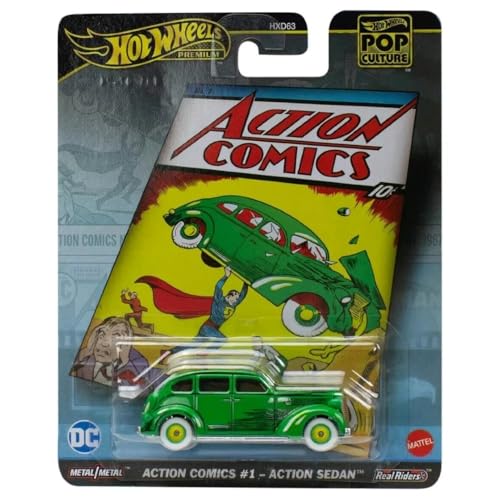 Hot Wheels Modellauto Superman Action Comics 1 Action Sedan - Die Cast Maßstab 1:64 - Länge 8 cm - HVJ50 - Serie Pop Culture von Hot Wheels
