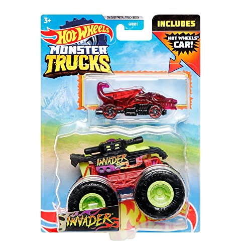 Hot Wheels Monster Trucks, Maßstab 1:64 + Die Cast Invader, Spielzeugfahrzeug für Kinder ab 3 Jahren von Hot Wheels