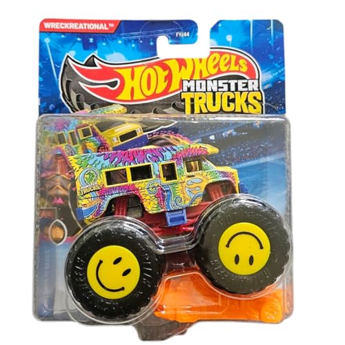 Hot Wheels Monster Trucks, Wreckreational Tie Dye Design, Smiley Face Wheels von Hot Wheels