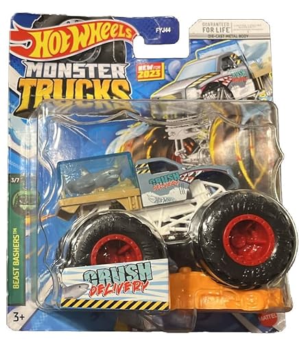 Hot Wheels Monster Trucks, neu für 2023, Maßstab 1:64 (Crush Delivery Beast Bashers 3/7) von Hot Wheels