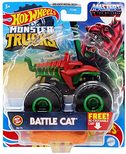 Hot Wheels Monster Trucks 2021 Truck im Maßstab 1:64 mit wiederzerquetschbarem Auto #38/75 Masters of The Universe Battle Cat Hot Wheels Monster Trucks 2021 Truck im Maßstab 1:64 mit wiederzerquetschbarem Auto #38/75 Masters of The Universe Battle Cat von Hot Wheels