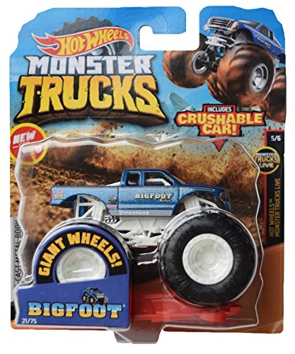 Hot Wheels Monster Trucks Bigfoot 21/75 - Zerquetschbares Auto im Maßstab 1:64, Blau mit weißem Käfig Hot Wheels Monster Trucks Bigfoot 21/75 - Zerquetschbares Auto im Maßstab 1:64, Blau mit weißem Käfig von Hot Wheels