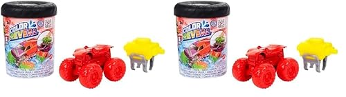 Hot Wheels Monster Trucks Color Reveal - Überraschungseffekt mit Farbwechseleffekt in warmem und kaltem Wasser, inklusive Wassersprühtank, für Kinder ab 3 Jahren, HJF39 (Packung mit 2) von Hot Wheels