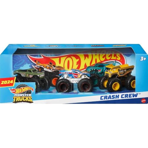 Hot Wheels Monster Trucks Crash Crew 5-Pack Fahrzeuge mit Tiger Shark, Mega Wrex, Race Ace, Gotta Dump und V8 Bomber von Hot Wheels