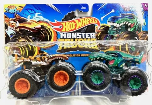 Hot Wheels Monster Trucks Demolition Doubles 1:64 Die-Cast 2-Pack Tiger Shark vs Mega Wrex von Hot Wheels