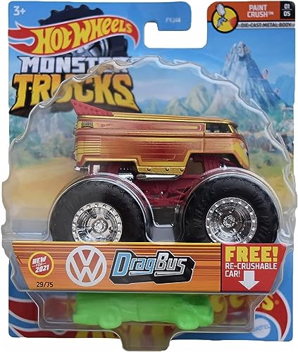 Hot Wheels Monster Trucks Drag Bus, Re-Crushable 29/75, Maßstab 1:64, Druckguss Hot Wheels Monster Trucks Drag Bus, Re-Crushable 29/75, Maßstab 1:64, Druckguss von Hot Wheels