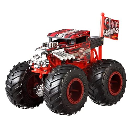 Hot Wheels Monster Trucks Druckguss-Fahrzeug im Maßstab 1:64 – Camo Crashers 5/5 ~ Bone Shaker mit Sammlerflagge von Hot Wheels