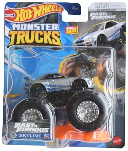 Hot Wheels Monster Trucks Fast & Furious Skyline GT R, inklusive Connect und Crash Car von Hot Wheels