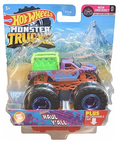 Hot Wheels Monster Trucks Haul Y'all, [Purple] Plus Re-Crushable Car 58/75 von Hot Wheels