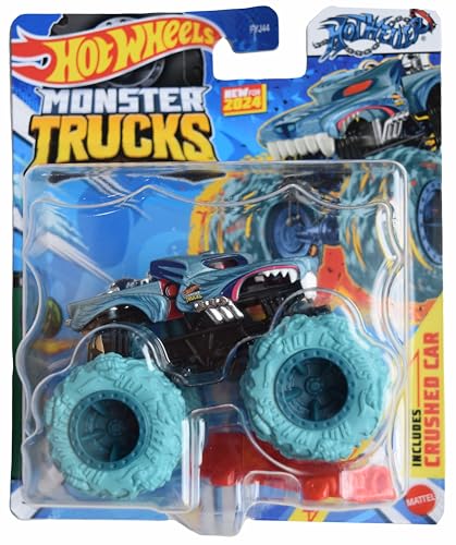 Hot Wheels Monster Trucks Hotweiler, Beast Bashers 6/6 inkl. zerquetschtem Auto von Hot Wheels