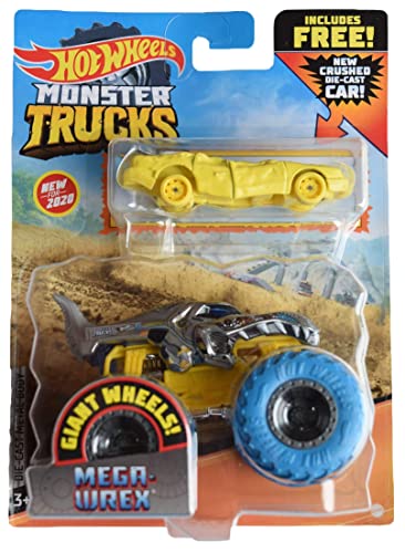 Hot Wheels Monster Trucks Mega Wrex, inkl. neuem Crushed Car von Hot Wheels