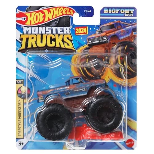 Hot Wheels Monster Trucks Neu für 2024 Maßstab 1:64 (Bigfoot 4x4x4 5/12 Freestyle Wreckers) von Hot Wheels