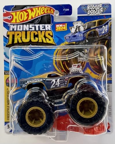 Hot Wheels Monster Trucks Neu für 2024 Maßstab 1:64 (Rodger Dodger 3/12 Freestyle Wreckers) von Hot Wheels