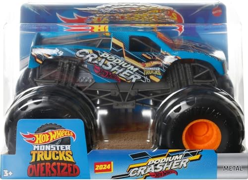 Hot Wheels Monster Trucks Oversized 1:24 Metal Die-Cast Toy Truck (2024 Podium Crasher Blue) von Hot Wheels