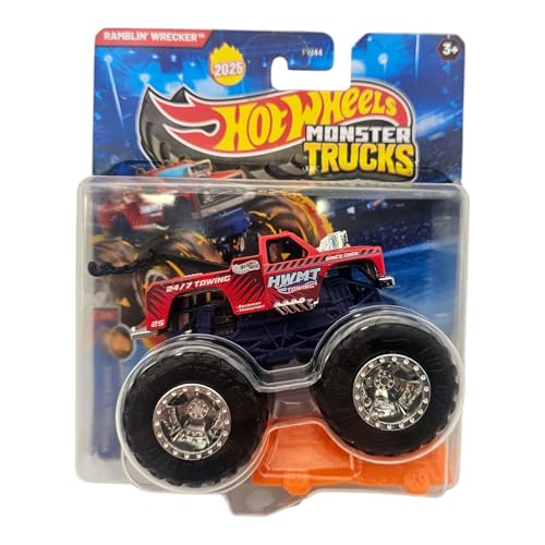 Hot Wheels Monster Trucks Ramblin' Wrecker, HWMT Back to Basics 2/6, Includes Crushed Car, Diecast von Hot Wheels