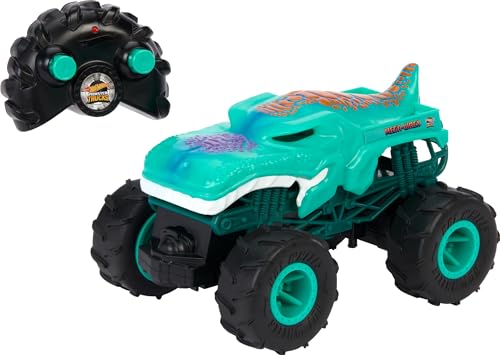 Hot Wheels Monster Trucks Spielzeug RC ferngesteuerter Mega-Wrex im Maßstab 1:24 mit All-Terrain-Reifen, führt Wheelies aus von Hot Wheels